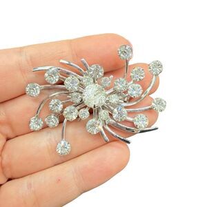 Vintage EMMONS 1622 "Fiery Ice" Brooch Clear Rhinestone pin